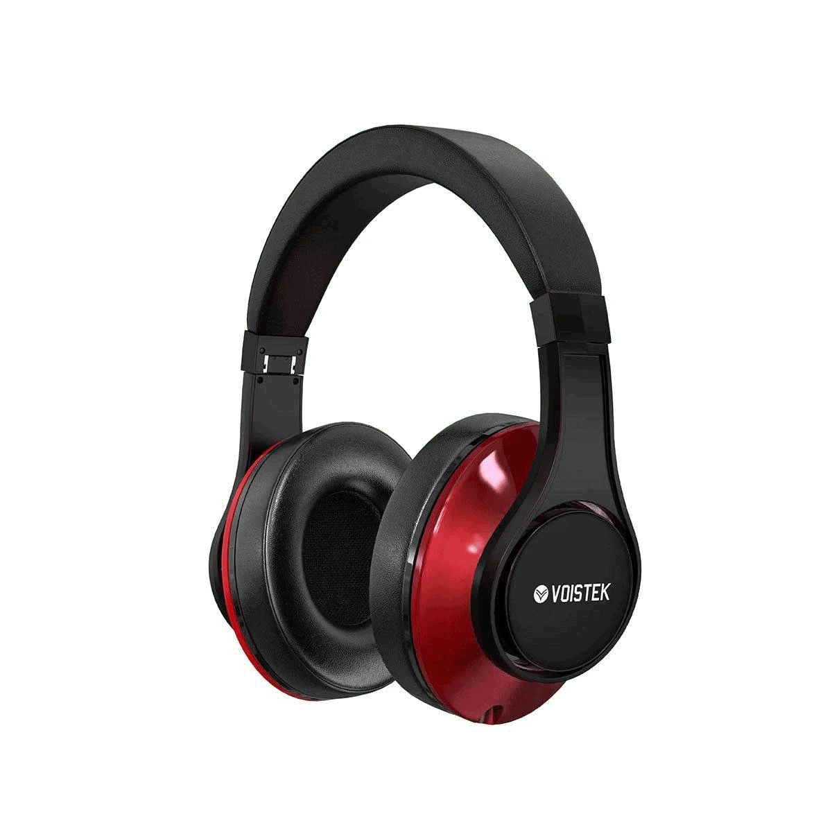 Voistek TH20S red and black wireless headphones with padded headband and cushioned earcups
