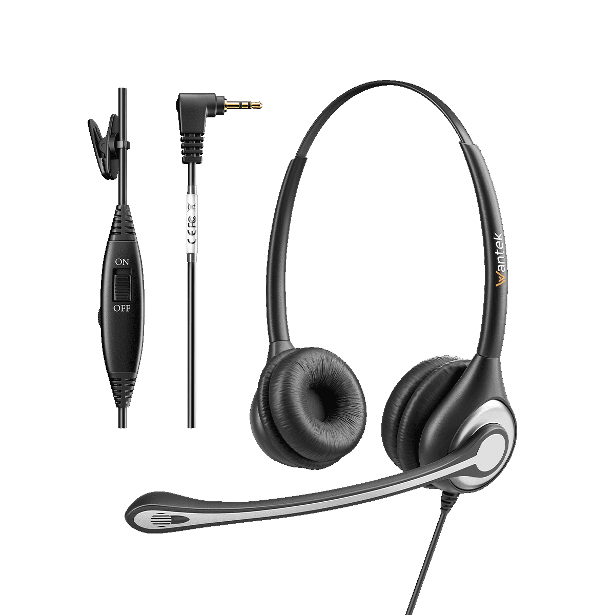 H602 2.5mm Headphone Wantek Best USB Headphones Phone Headset with Mic Noise Cancelling for Clear Calls iwantek