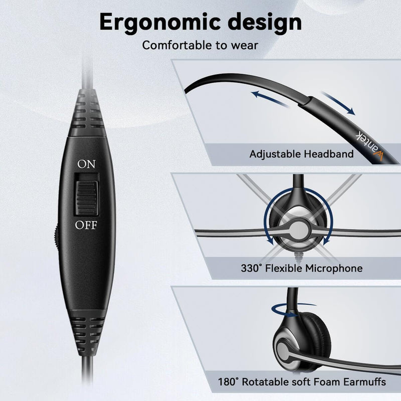 RJ9 Headsets for Desk Phones & Call Centers | Wantek