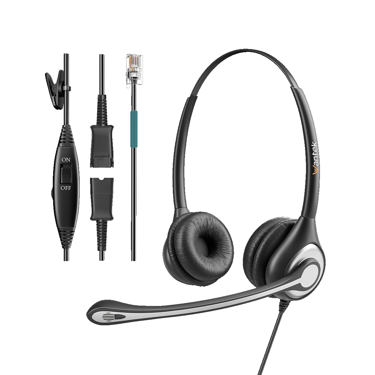 dual ear RJ1 phone headset with quick disconnect