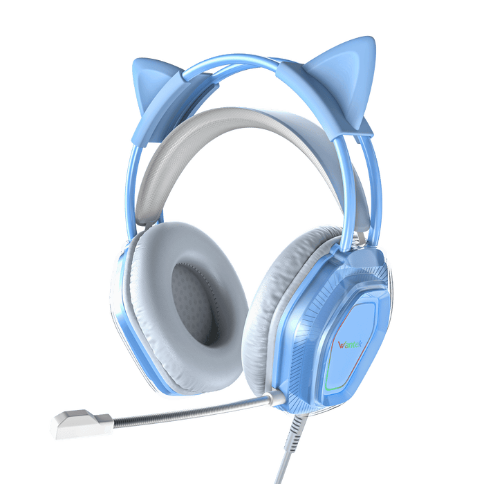Wantek V10 blue cat ear wired gaming headset