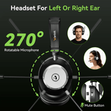 Wantek Trucker Bluetooth Headset with Upgraded Microphone AI Noise Canceling, On-Ear Headphone for Driver Office Call Center