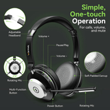 Wantek Trucker Bluetooth Headset with Upgraded Microphone AI Noise Canceling, On-Ear Headphone for Driver Office Call Center