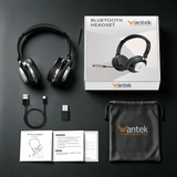 Wantek Trucker Bluetooth Headset with Upgraded Microphone AI Noise Canceling, On-Ear Headphone for Driver Office Call Center