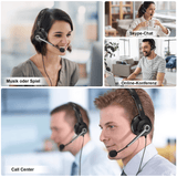 Wantek USB Headset with Microphone for PC, Laptop, 3-in-1 Computer Headset with Noise Cancelling and Audio Controls, USB Headphones for Call Center, Work, Office