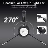 Wantek Wireless Headset with Mic for Work with AI Noise Cancelling Microphone Bluetooth Headset with 2.4G USB Dongle & Mic Mute for Laptop/Computer/Cell Phones/Office/Remote Work/Call Center/Zoom/Sky