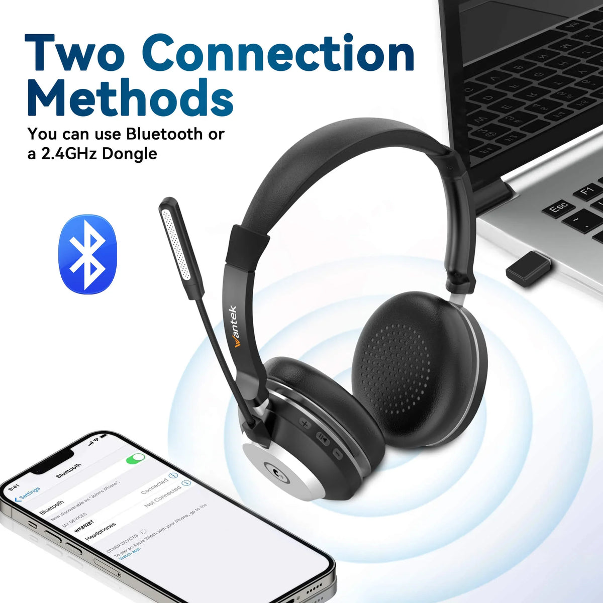 Wireless Headphones with Microphone | Wantek