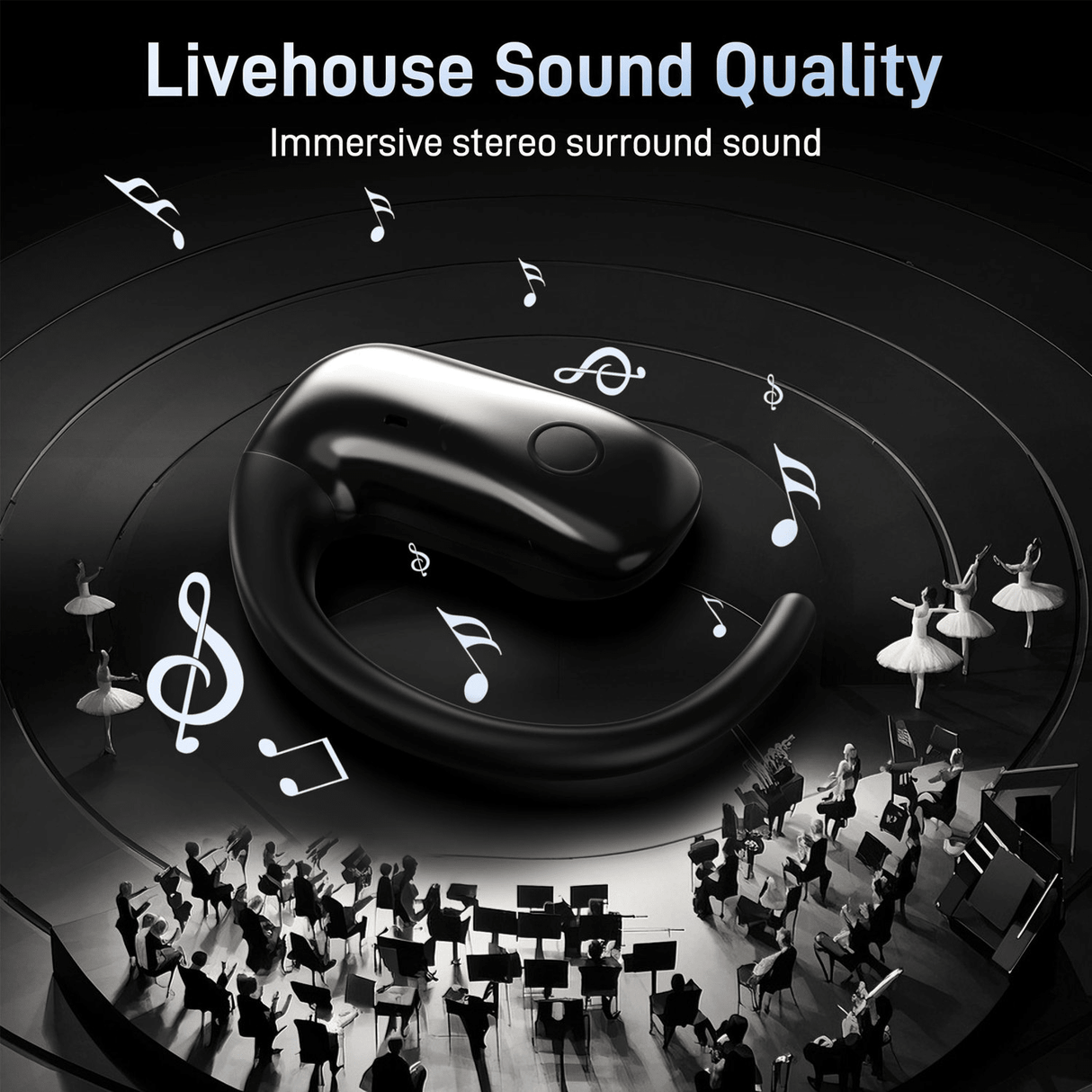 Wireless Open Ear Earbuds, Bluetooth 5.3 Headphones, 50H Playtime w/Charging Case,Touch Controls, Voice Assistant, Built-in Mic for Calls