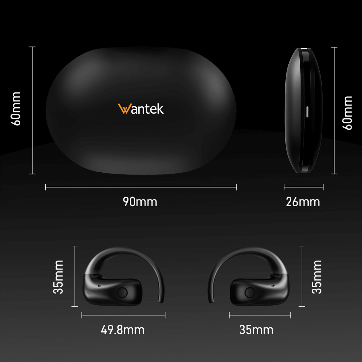 Wireless Open Ear Earbuds, Bluetooth 5.3 Headphones, 50H Playtime w/Charging Case,Touch Controls, Voice Assistant, Built-in Mic for Calls